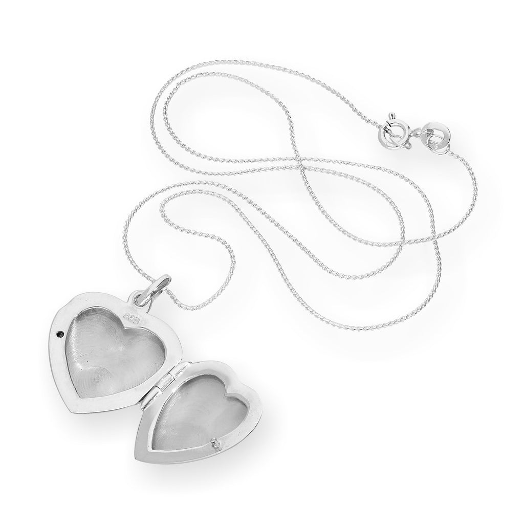 Médaillon en argent sterling en forme de cœur floral gravable sur chaîne de 40 à 55 cm