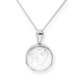 Médaillon familial rond en argent sterling avec 4 photos gravées sur chaîne de 40 à 61 cm