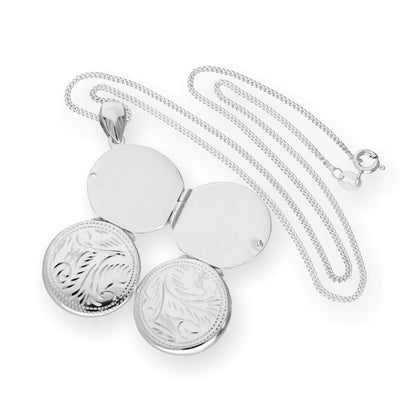 Médaillon familial rond en argent sterling avec 4 photos gravées sur chaîne de 40 à 61 cm