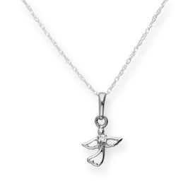 Collier avec pendentif ange découpé en argent sterling et cristal CZ transparent, 40 à 55 cm
