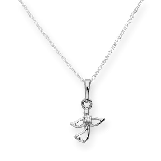 Collier avec pendentif ange découpé en argent sterling et cristal CZ transparent, 40 à 55 cm