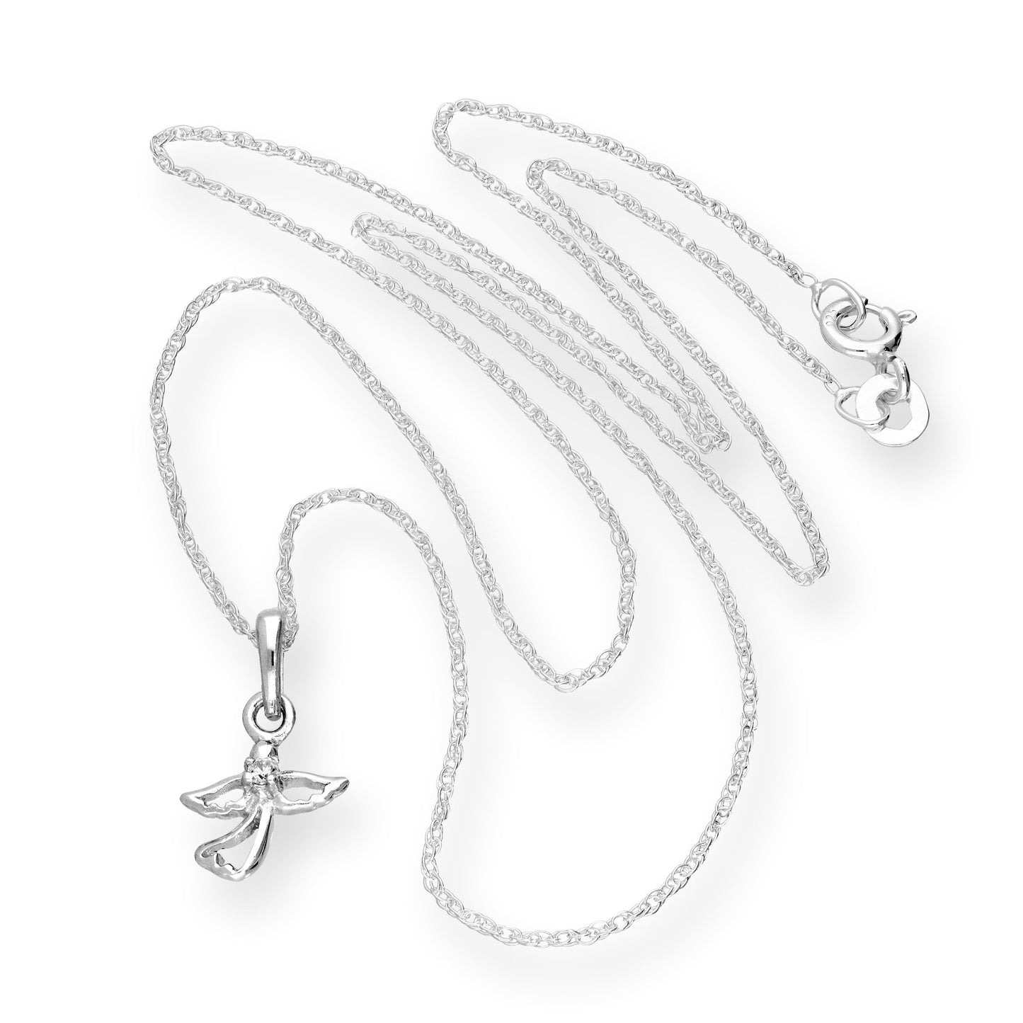 Collier avec pendentif ange découpé en argent sterling et cristal CZ transparent, 40 à 55 cm
