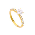 Bague en argent sterling plaqué or et cristal CZ transparent, tailles 49 à 65