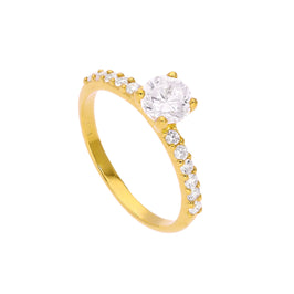 Bague en argent sterling plaqué or et cristal CZ transparent, tailles 49 à 65