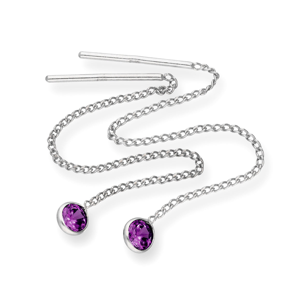 Boucles d'oreilles à enfiler en argent sterling et cristal CZ rond avec pierre de naissance