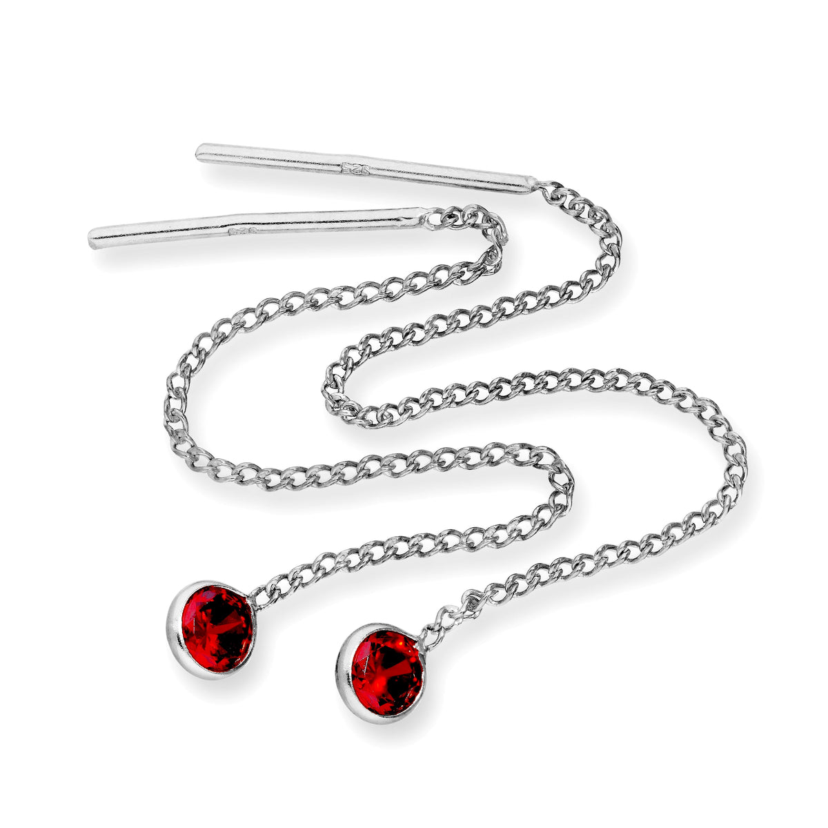 Boucles d'oreilles à enfiler en argent sterling et cristal CZ rond avec pierre de naissance