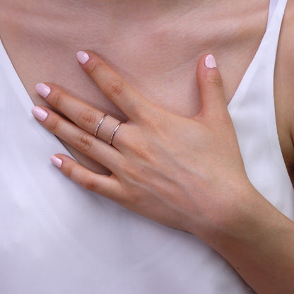 Bague double bande en argent sterling, tailles I à W