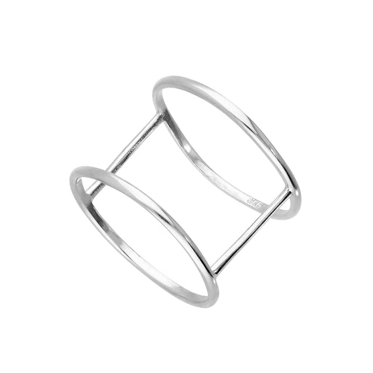 Bague double bande en argent sterling, tailles I à W