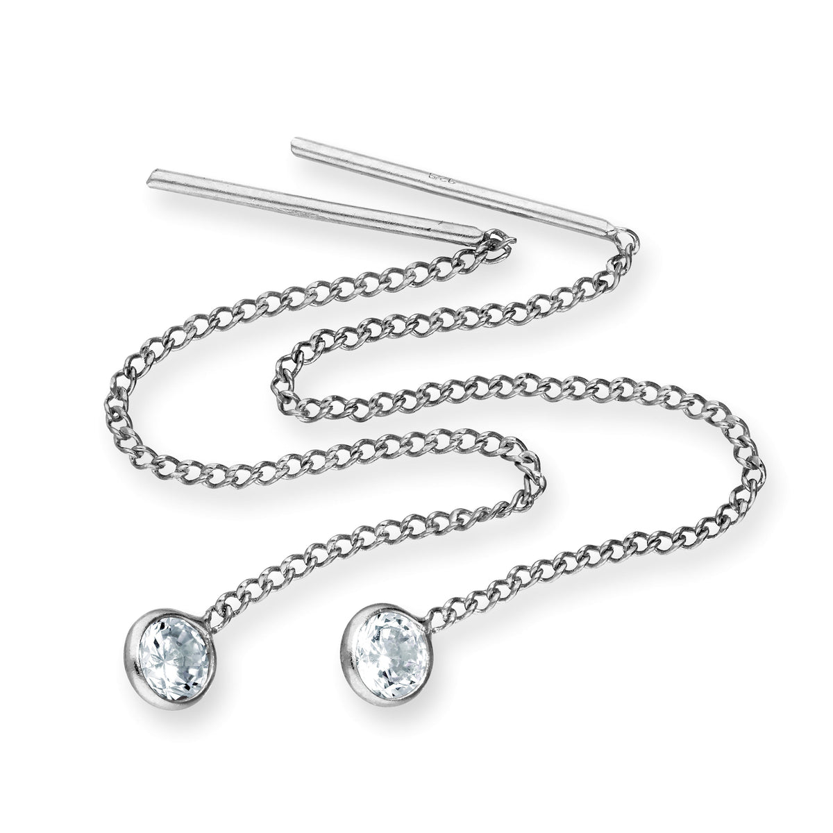 Boucles d'oreilles à enfiler en argent sterling et cristal CZ rond avec pierre de naissance
