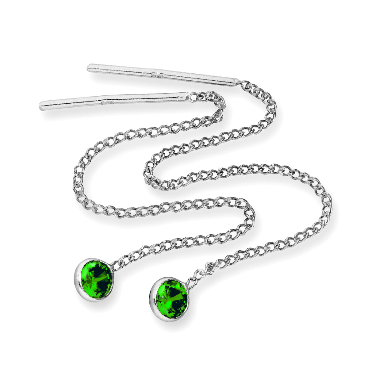 Boucles d'oreilles à enfiler en argent sterling et cristal CZ rond avec pierre de naissance