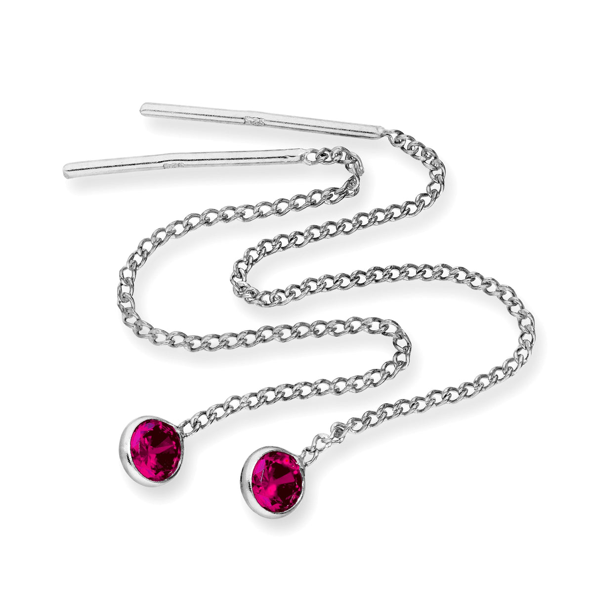 Boucles d'oreilles à enfiler en argent sterling et cristal CZ rond avec pierre de naissance