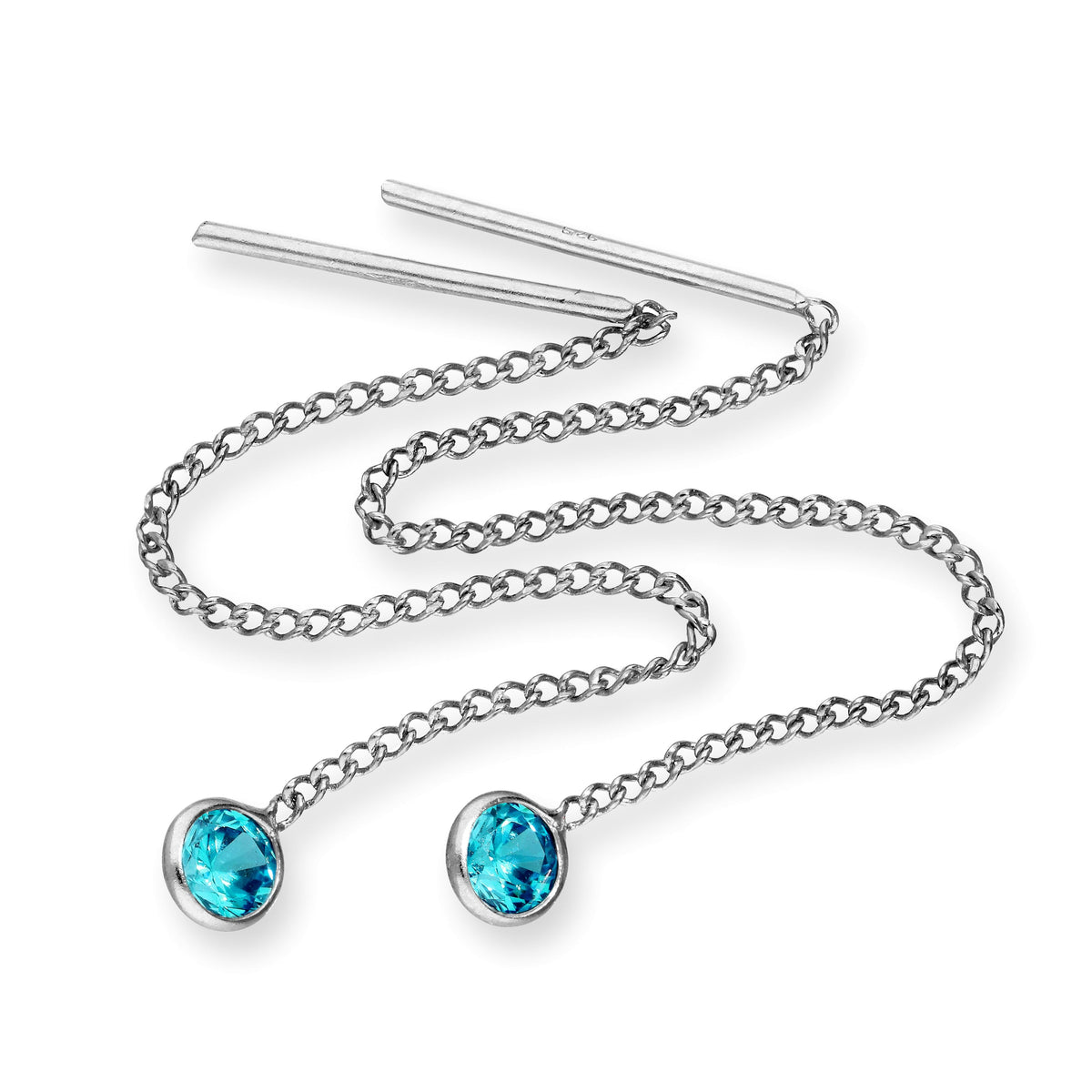 Boucles d'oreilles à enfiler en argent sterling et cristal CZ rond avec pierre de naissance