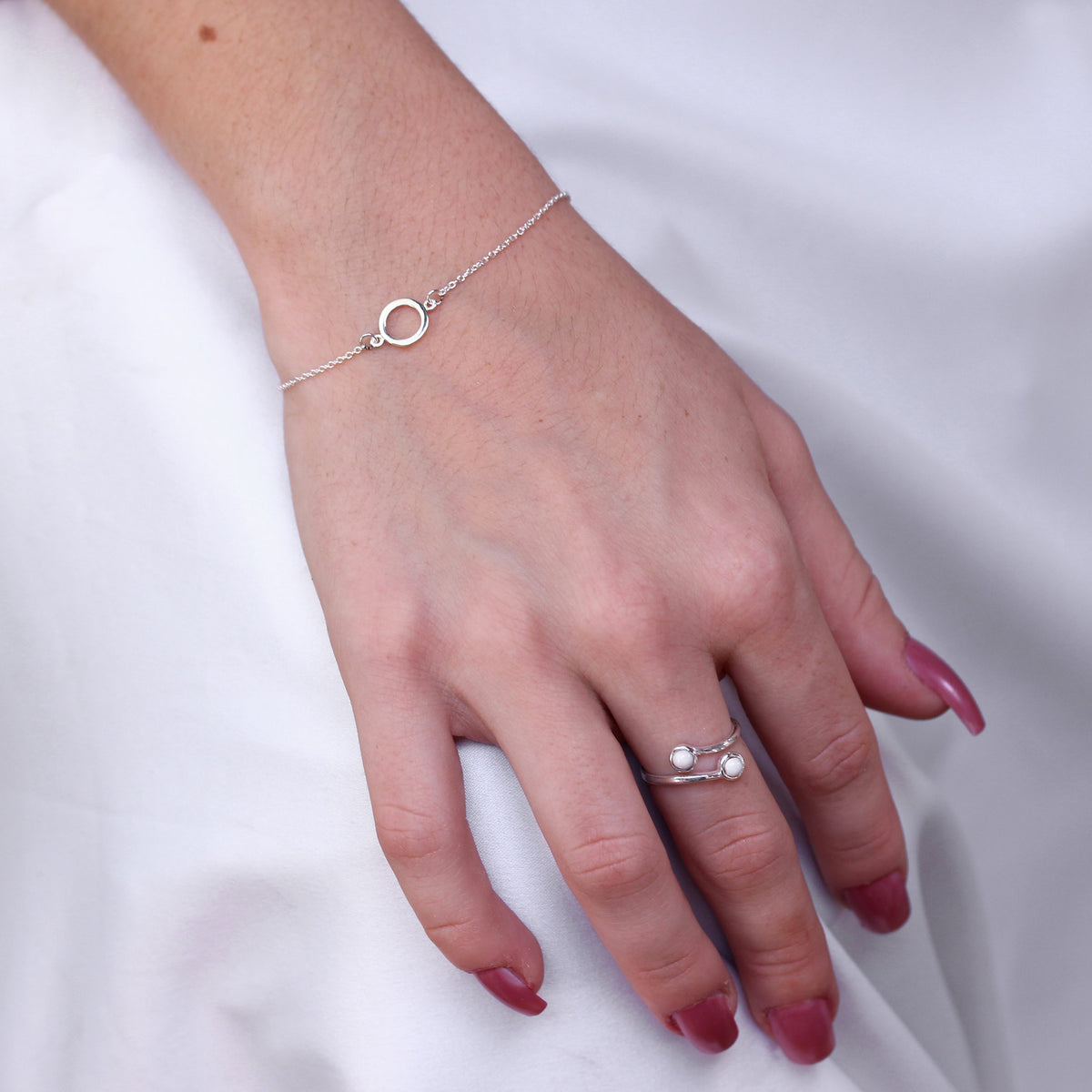 Bracelet Cercle Karma en argent sterling 18 cm