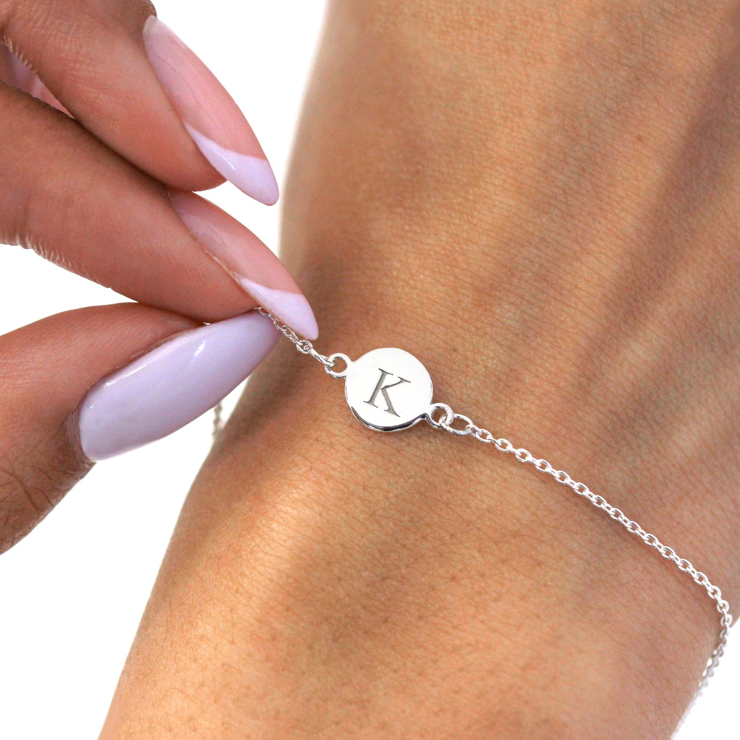 Bracelet en argent sterling de 18 cm avec cercle gravable