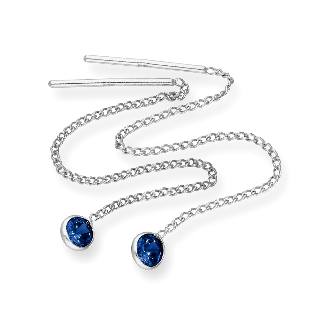 Boucles d'oreilles à enfiler en argent sterling et cristal CZ rond avec pierre de naissance