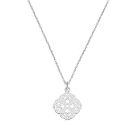 Collier avec pendentif en argent sterling et grande fleur ouverte de 35 à 55 cm