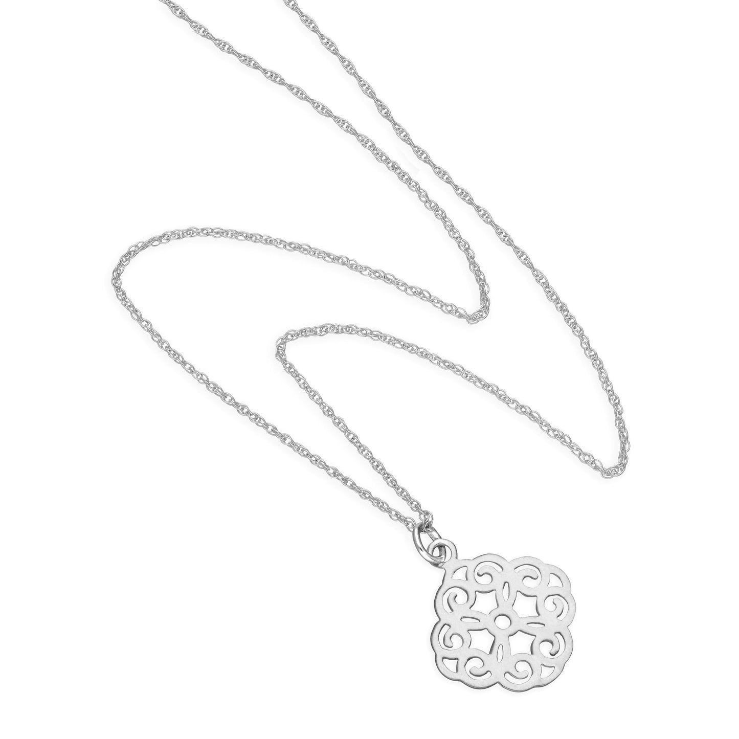 Collier avec pendentif en argent sterling et grande fleur ouverte de 35 à 55 cm