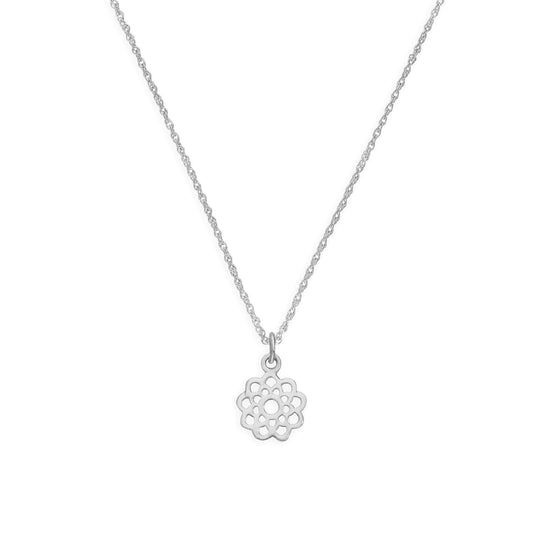 Collier avec pendentif en forme de fleur ouverte en argent sterling, 35 à 55 cm