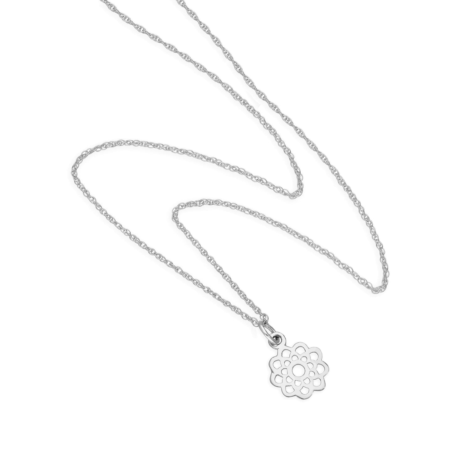 Collier avec pendentif en forme de fleur ouverte en argent sterling, 35 à 55 cm