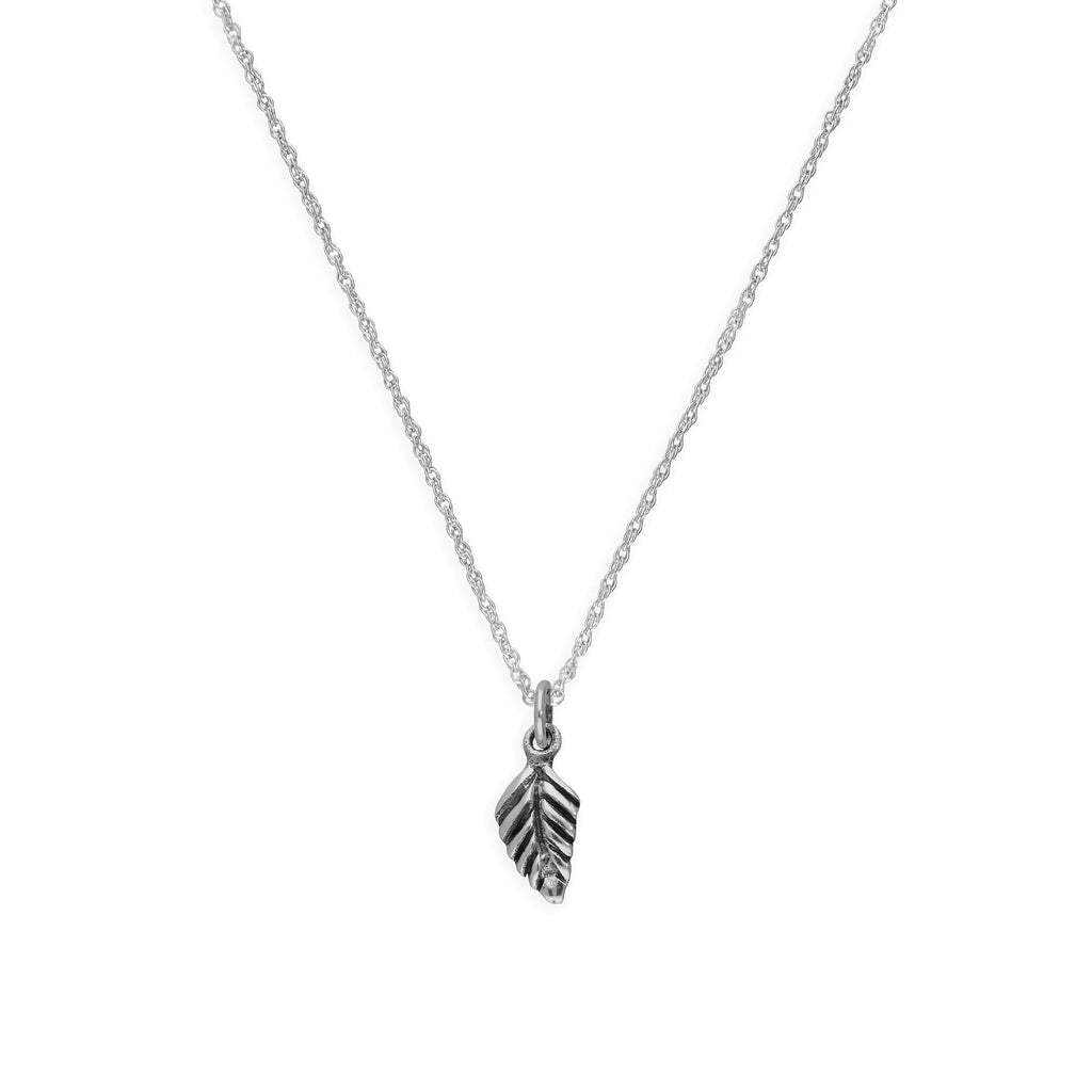 Collier pendentif petite feuille en argent sterling de 35 à 55 cm