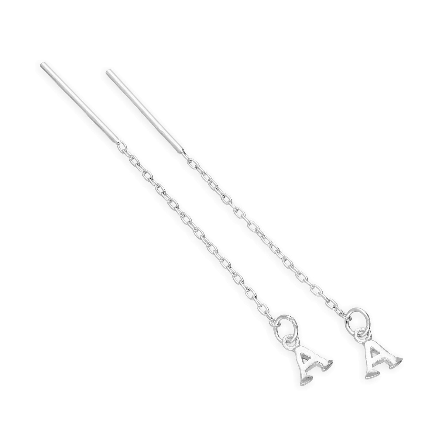 Boucles d'oreilles à tirer en argent sterling avec lettres de l'alphabet de A à Z