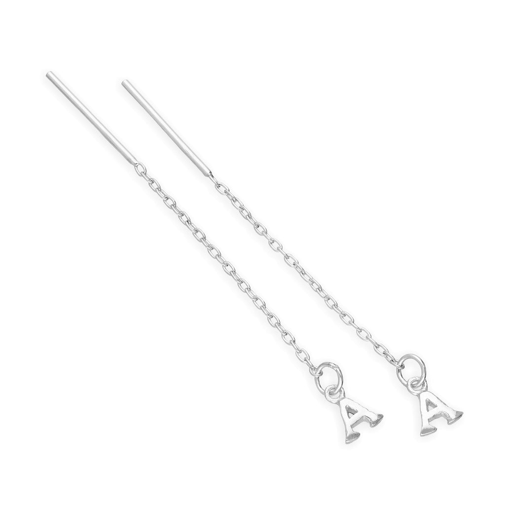 Boucles d'oreilles à tirer en argent sterling avec lettres de l'alphabet de A à Z