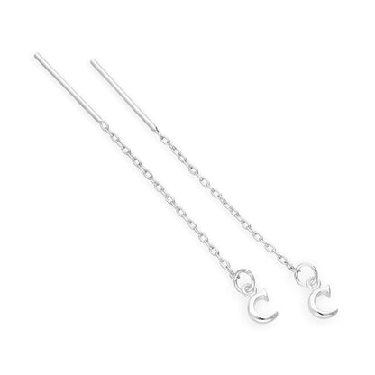 Boucles d'oreilles à tirer en argent sterling avec lettres de l'alphabet de A à Z