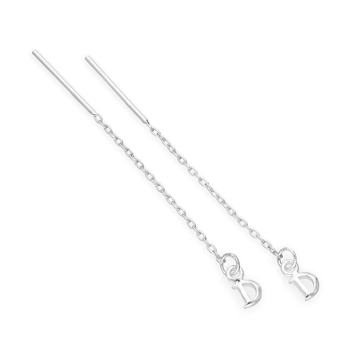 Boucles d'oreilles à tirer en argent sterling avec lettres de l'alphabet de A à Z