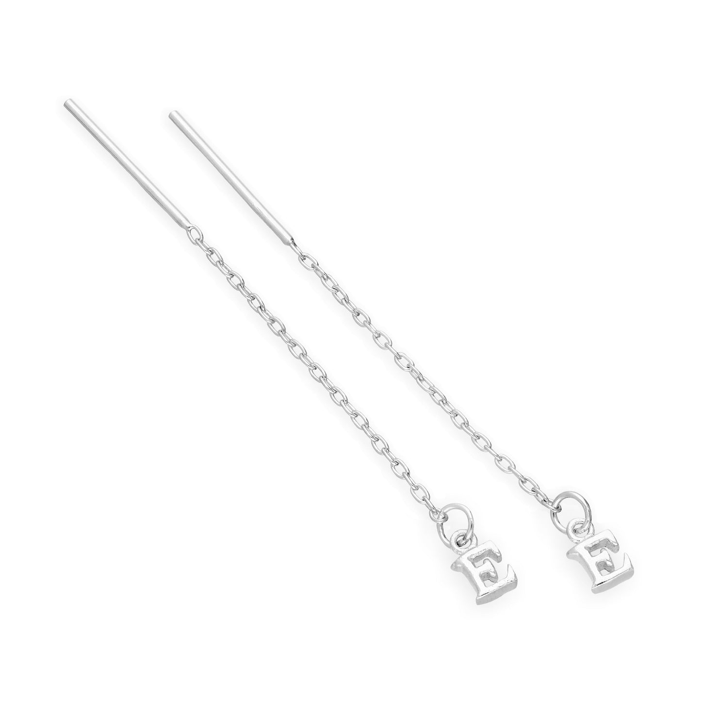 Boucles d'oreilles à tirer en argent sterling avec lettres de l'alphabet de A à Z