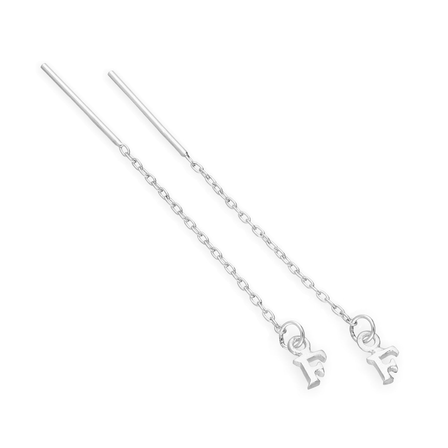 Boucles d'oreilles à tirer en argent sterling avec lettres de l'alphabet de A à Z