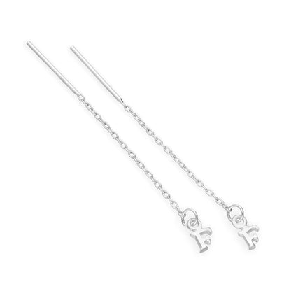 Boucles d'oreilles à tirer en argent sterling avec lettres de l'alphabet de A à Z