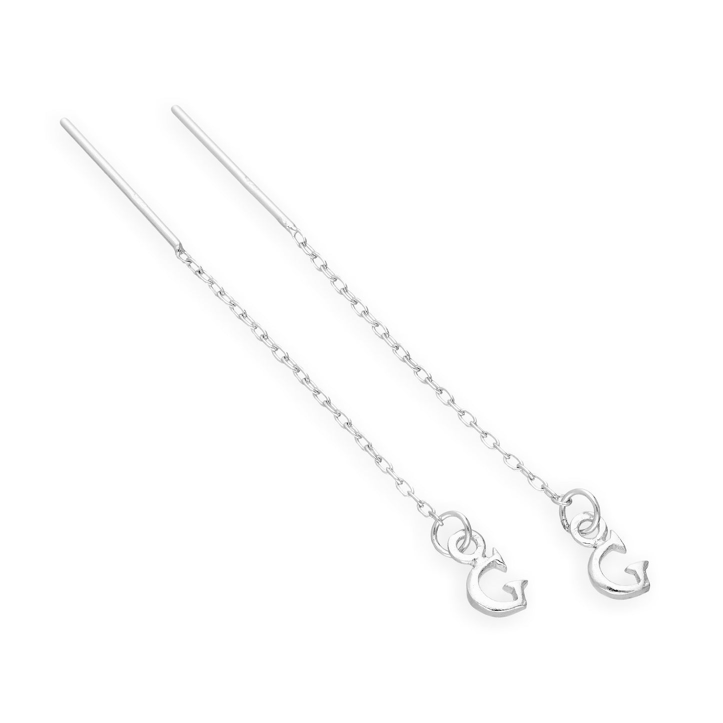 Boucles d'oreilles à tirer en argent sterling avec lettres de l'alphabet de A à Z