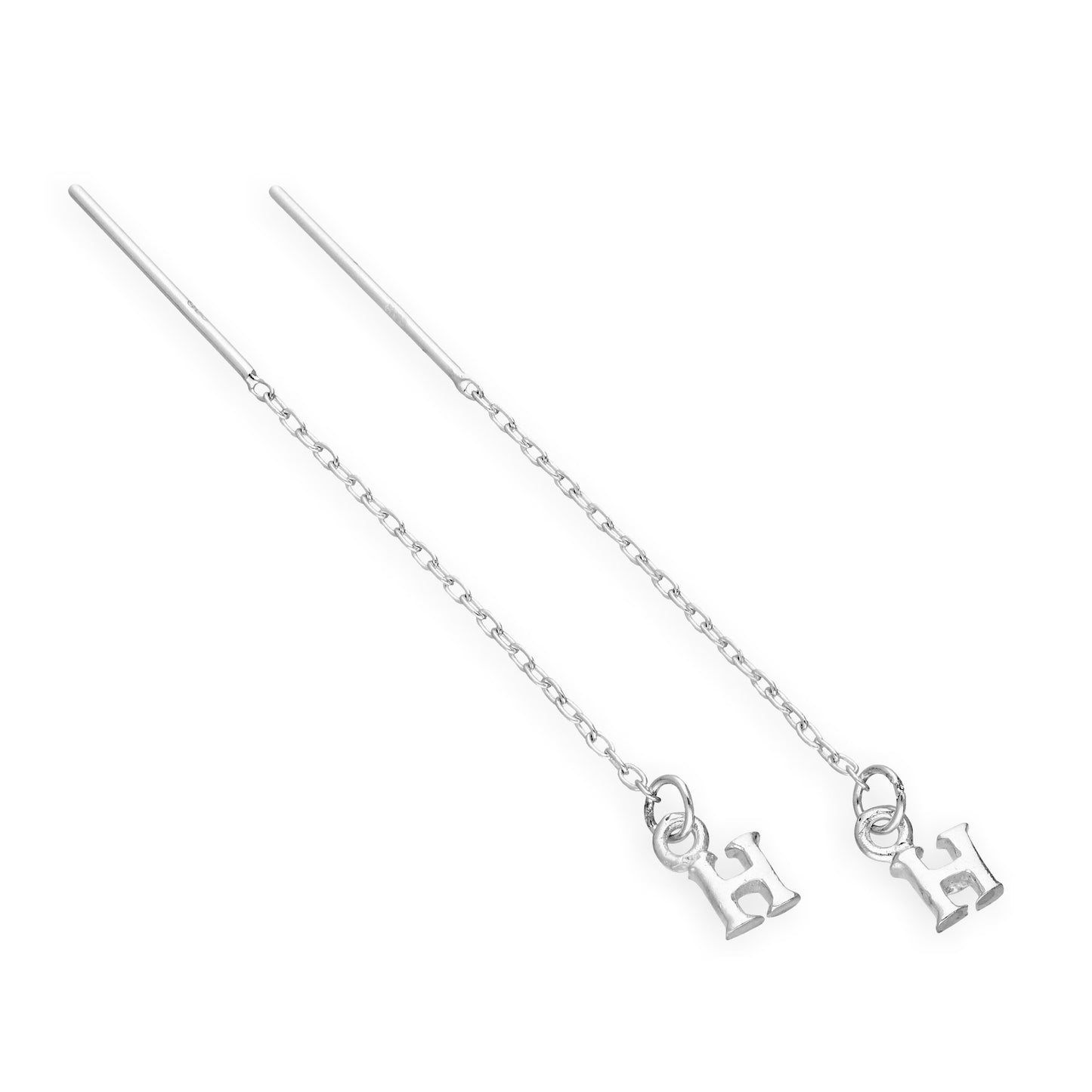 Boucles d'oreilles à tirer en argent sterling avec lettres de l'alphabet de A à Z
