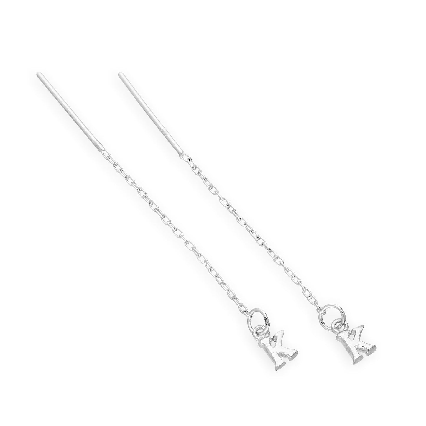 Boucles d'oreilles à tirer en argent sterling avec lettres de l'alphabet de A à Z