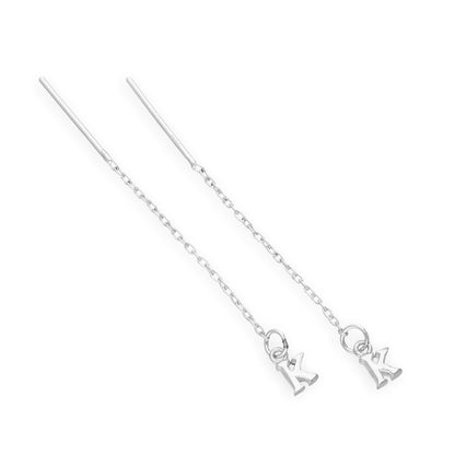 Boucles d'oreilles à tirer en argent sterling avec lettres de l'alphabet de A à Z
