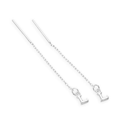 Boucles d'oreilles à tirer en argent sterling avec lettres de l'alphabet de A à Z