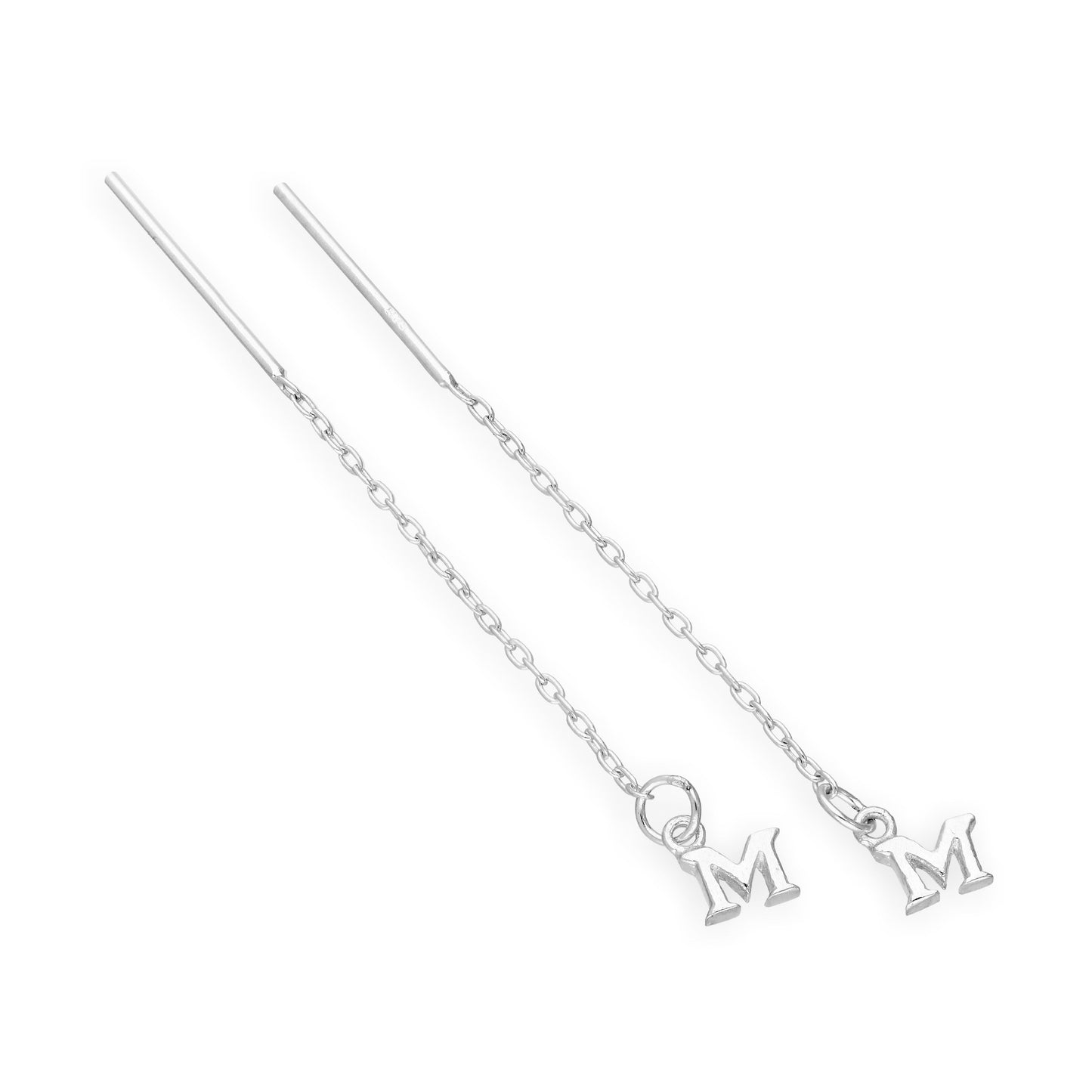 Boucles d'oreilles à tirer en argent sterling avec lettres de l'alphabet de A à Z