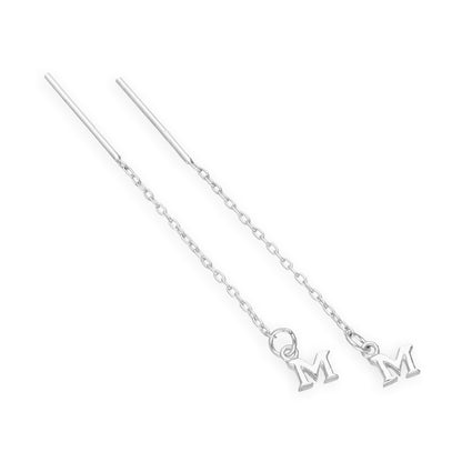 Boucles d'oreilles à tirer en argent sterling avec lettres de l'alphabet de A à Z