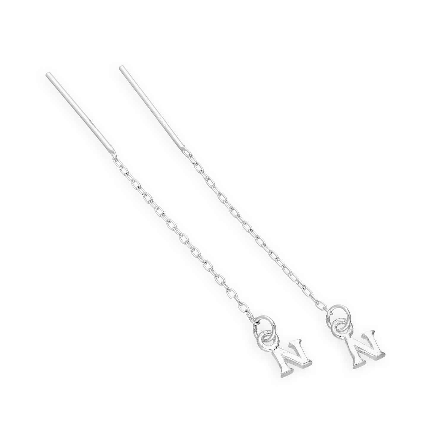 Boucles d'oreilles à tirer en argent sterling avec lettres de l'alphabet de A à Z