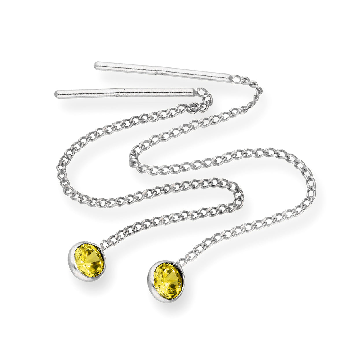 Boucles d'oreilles à enfiler en argent sterling et cristal CZ rond avec pierre de naissance
