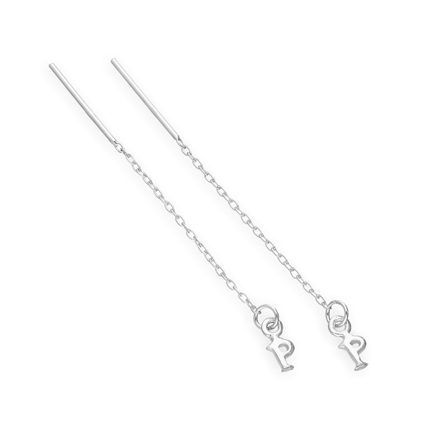 Boucles d'oreilles à tirer en argent sterling avec lettres de l'alphabet de A à Z