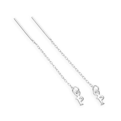 Boucles d'oreilles à tirer en argent sterling avec lettres de l'alphabet de A à Z