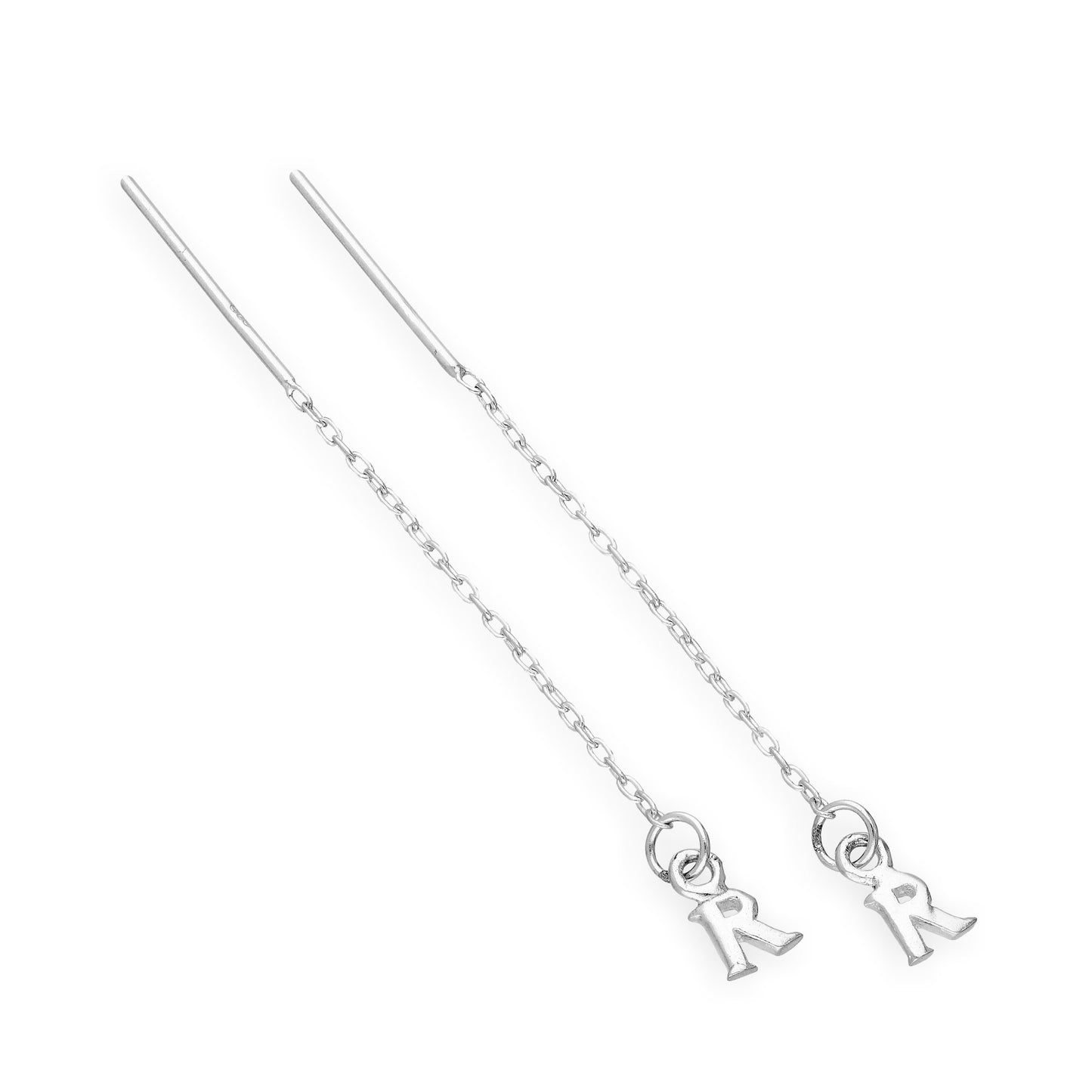 Boucles d'oreilles à tirer en argent sterling avec lettres de l'alphabet de A à Z