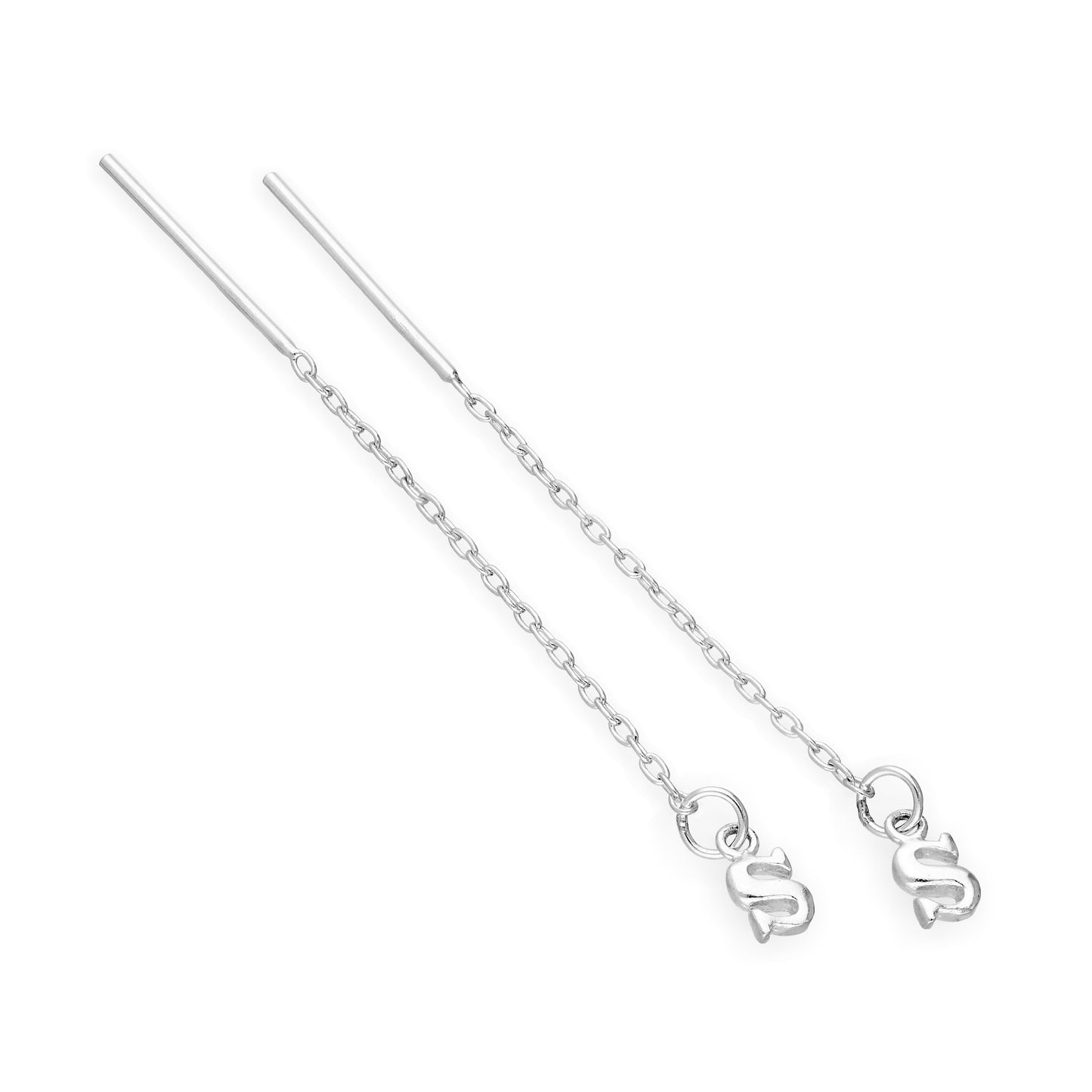 Boucles d'oreilles à tirer en argent sterling avec lettres de l'alphabet de A à Z