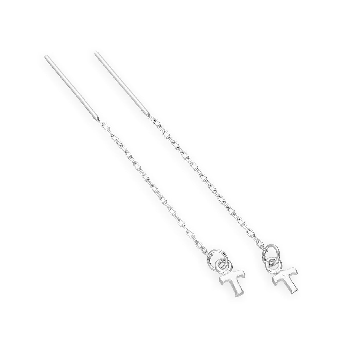 Boucles d'oreilles à tirer en argent sterling avec lettres de l'alphabet de A à Z