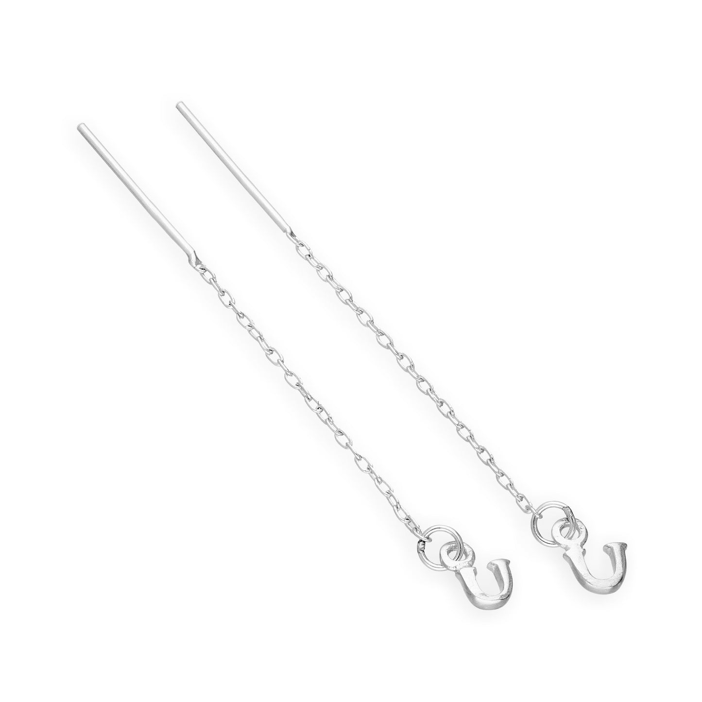 Boucles d'oreilles à tirer en argent sterling avec lettres de l'alphabet de A à Z