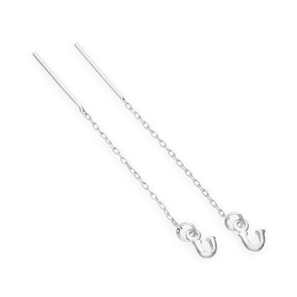 Boucles d'oreilles à tirer en argent sterling avec lettres de l'alphabet de A à Z