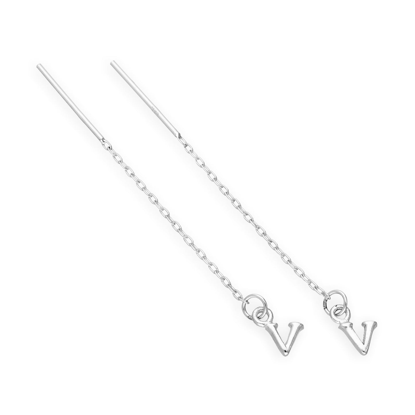 Boucles d'oreilles à tirer en argent sterling avec lettres de l'alphabet de A à Z