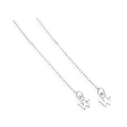 Boucles d'oreilles à tirer en argent sterling avec lettres de l'alphabet de A à Z