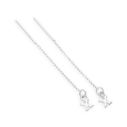 Boucles d'oreilles à tirer en argent sterling avec lettres de l'alphabet de A à Z